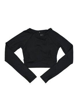 Sheila Ash Cropped Rash Guard in Black Sand